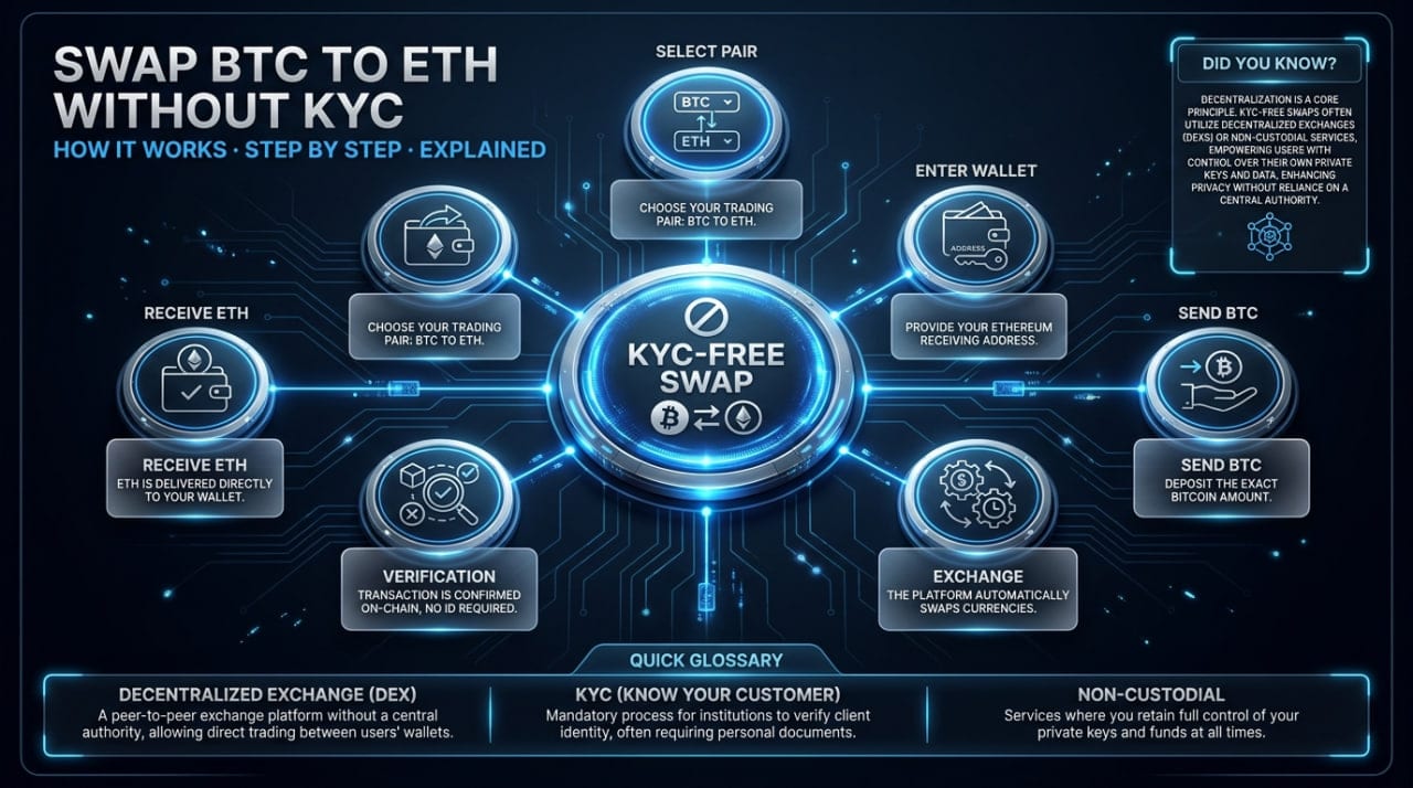 Swap BTC to ETH Without KYC: A Guide